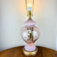 Vintage Pink Glass Floral Table Lamp | Vintage Lamp