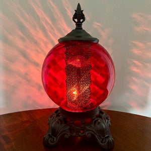 Vintage Red Spiral Glass Nightlight Lamp | Vintage Lamp
