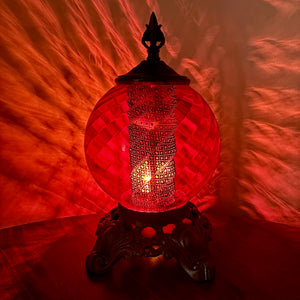 Vintage Red Spiral Glass Nightlight Lamp | Vintage Lamp