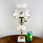 Vintage White Floral Leaves Melon Hurricane Lamp | Vintage Lamp