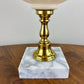 Vintage White Floral Leaves Melon Hurricane Lamp | Vintage Lamp