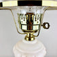 Vintage White Floral Leaves Melon Hurricane Lamp | Vintage Lamp