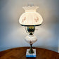 Vintage White Floral Leaves Melon Hurricane Lamp | Vintage Lamp