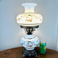 Vintage Pink Rose Floral Milk Glass Hurricane Lamp | Vintage Lamp