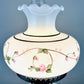 Vintage Pink Rose Floral Milk Glass Hurricane Lamp | Vintage Lamp