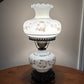 Vintage Pink Rose Floral Milk Glass Hurricane Lamp | Vintage Lamp
