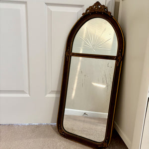Antique June 1923 Sunburst Cut Glass Mirror