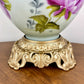 Vintage Pink Purple Floral Green Highlight Glass Nightlight Lamp