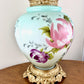 Vintage Pink Purple Floral Green Highlight Glass Nightlight Lamp