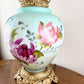 Vintage Pink Purple Floral Green Highlight Glass Nightlight Lamp