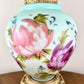 Vintage Pink Purple Floral Green Highlight Glass Nightlight Lamp