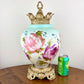 Vintage Pink Purple Floral Green Highlight Glass Nightlight Lamp