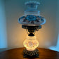 Vintage Blue Luster Blue Pink Floral Hurricane Lamp