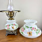 Vintage Butterfly Pink Floral Milk Glass Hurricane Lamp | Vintage Lamp