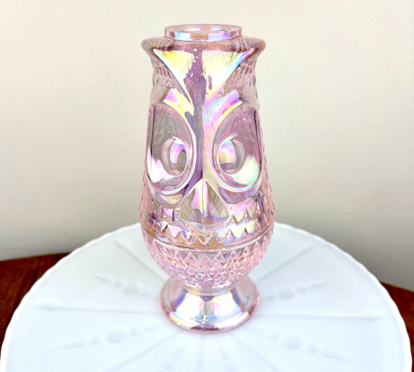 Rose Carnival Owl Fairy Lamp By Mosser Glass