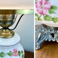 Vintage Butterfly Pink Floral Milk Glass Hurricane Lamp | Vintage Lamp