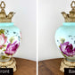 Vintage Pink Purple Floral Green Highlight Glass Nightlight Lamp