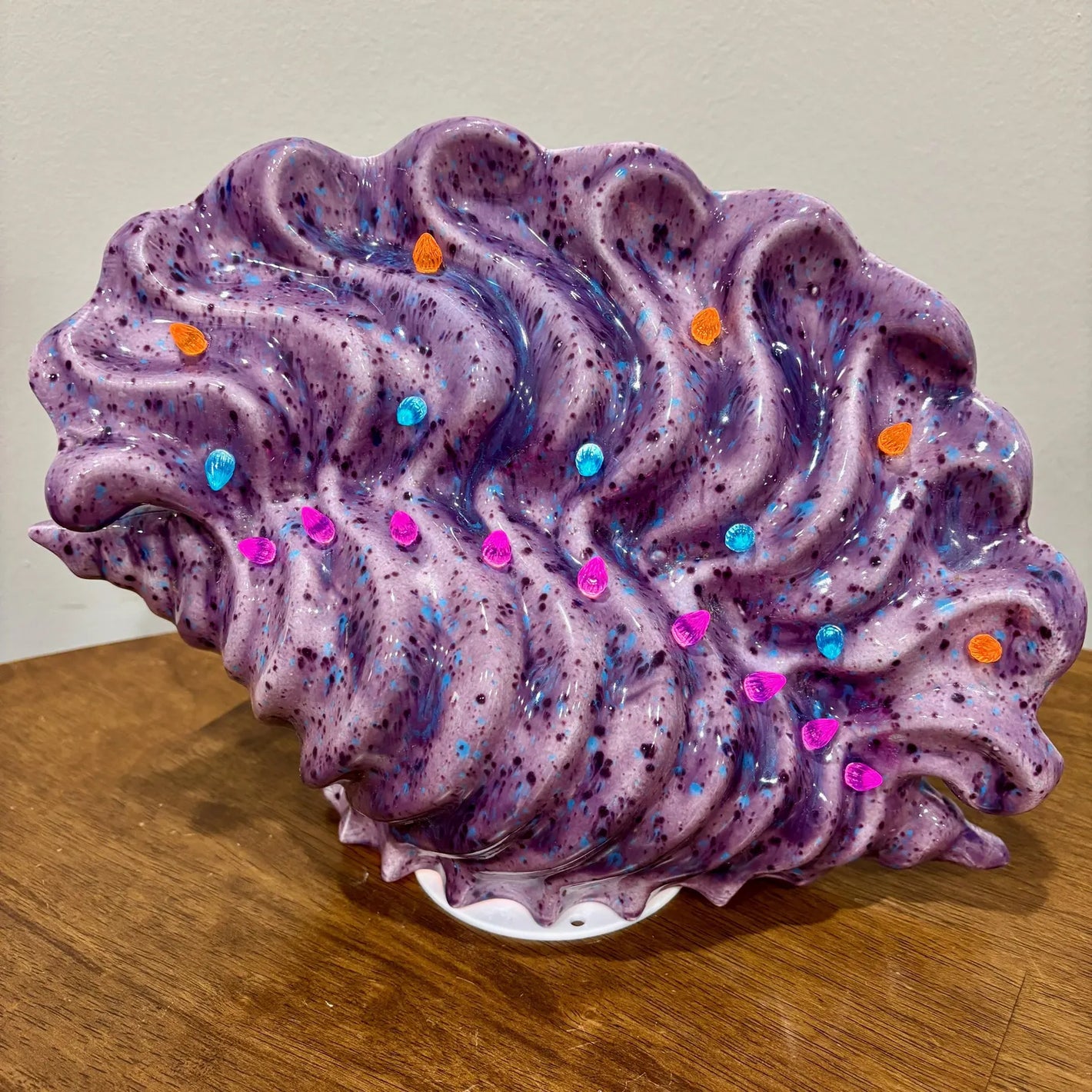 Vintage Purple Blue Ceramic Shell Nightlight Lamp