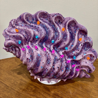 Vintage Purple Blue Ceramic Shell Nightlight Lamp