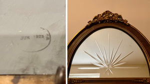 Antique June 1923 Sunburst Cut Glass Mirror