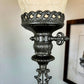 Vintage White Frosted Crackle Glass Swag Lamp