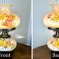 Vintage Hand Painted Milk Glass Yellow Orange Red Floral Hurricane Lamp