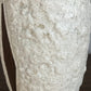 Mid Century Cream Lava Glaze Textured Ceramic & Wood Table Lamp, MCM Bedroom Lamp