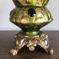 Vintage Green Glass Table Lamp with Jewels - 1970's Green Bedroom Lamp