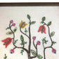 Vintage Finished Framed Crewel Flowers, Floral Crewel Embroidery Finished