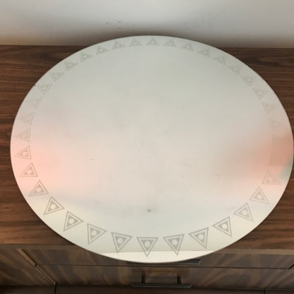 Vintage Frameless Etched Round Wall Mirror, 19.5” Diameter Round Wall Mirror