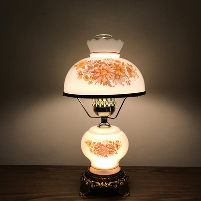 Vintage White Milk Glass Hurricane Table Lamp, Parlor Lamp, Bedroom Lamp, GWTW Table Lamp
